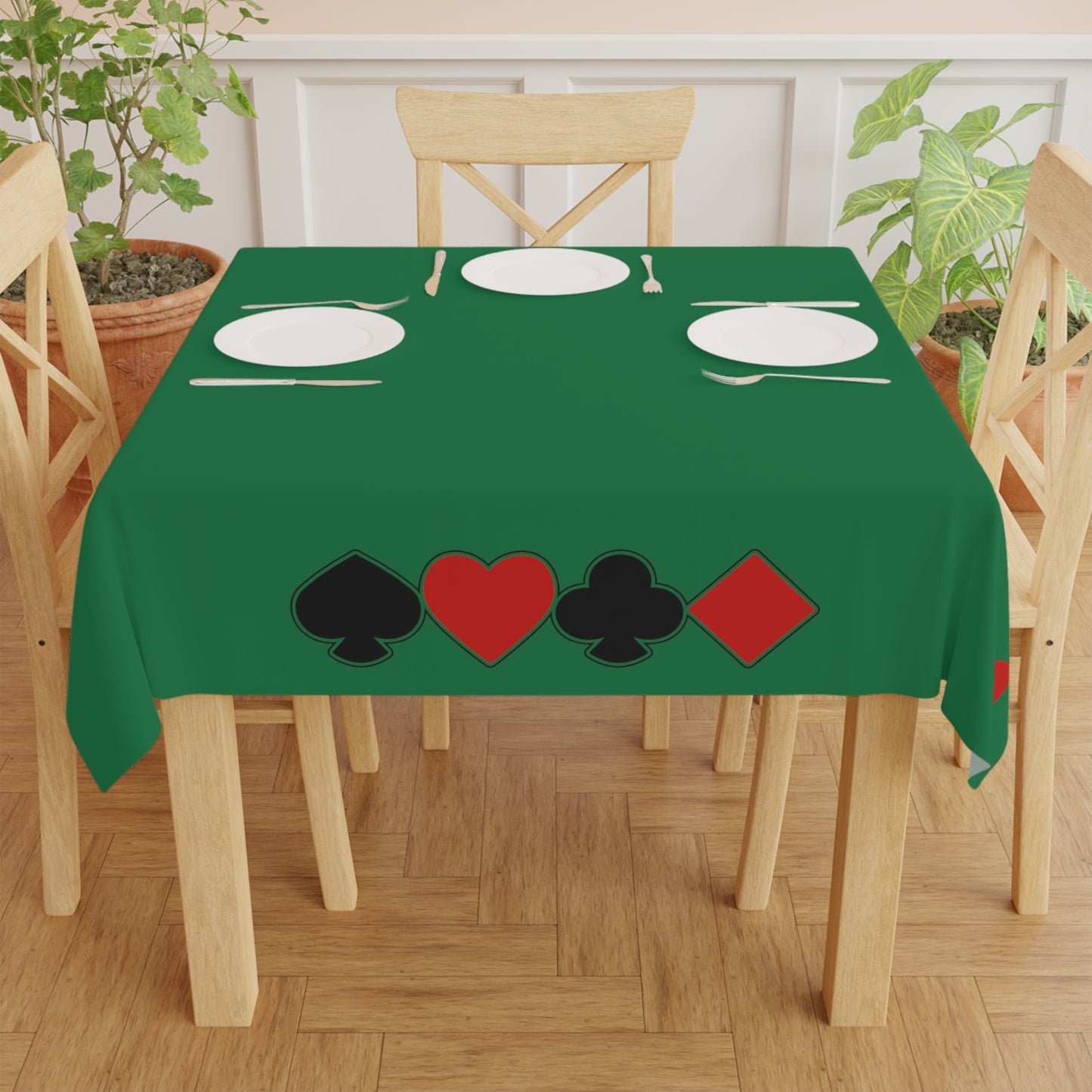 Card Game Themed Tablecloth - Playing Card Symbols Design, Best Gift For Bridge Player, Canasta Player
